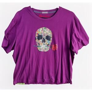 Robert Graham Men’s Graphic Skull Rose T-Shirt Colorful Letter Art Size 3XL
